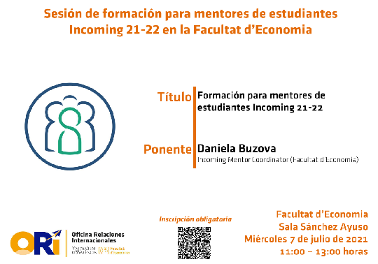Sesión de Formación para mentores de estudiantes Incoming 21-22 Facultat d